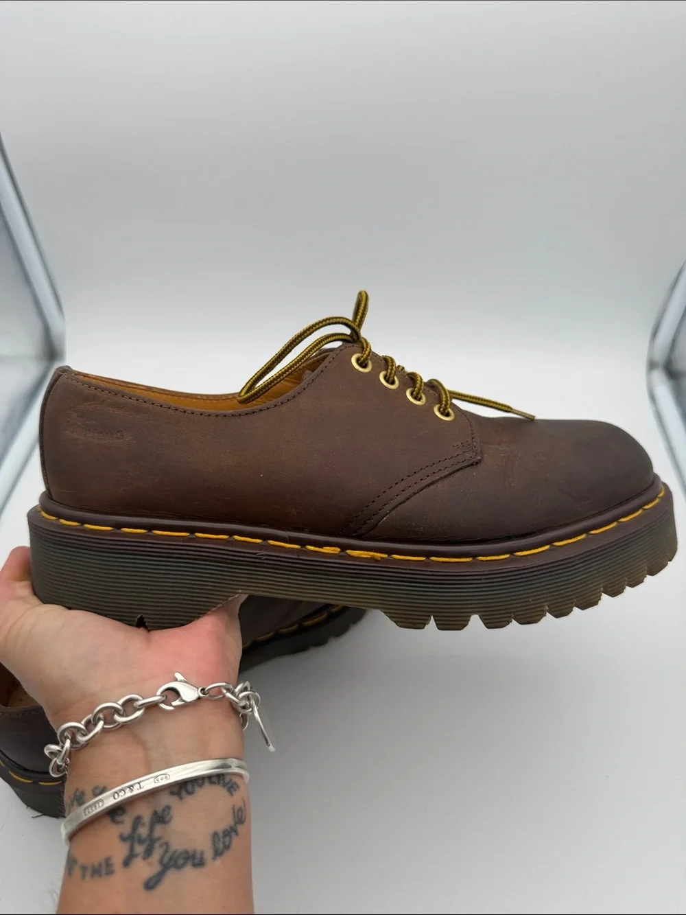 Vintage Dr. Martens Made in England Aztec Crazy Horse 1561 4 Hole Brown Oxford 6